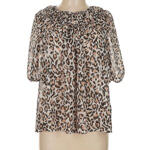 Banana Republic Animal Print Blouse - Black and Brown